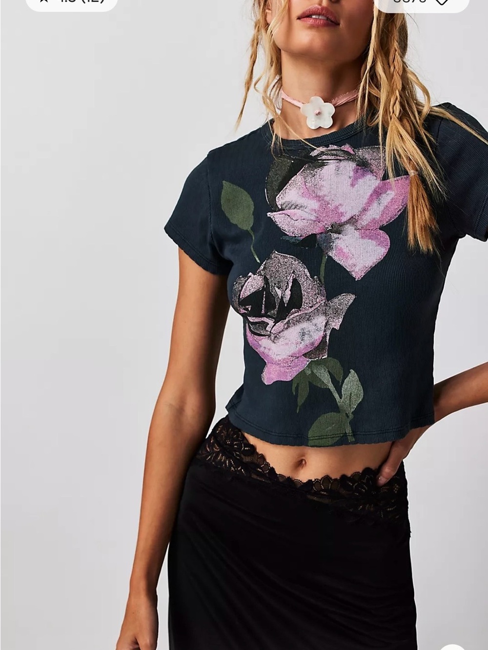 Free People x Daydreamer Rose Pointelle Tee